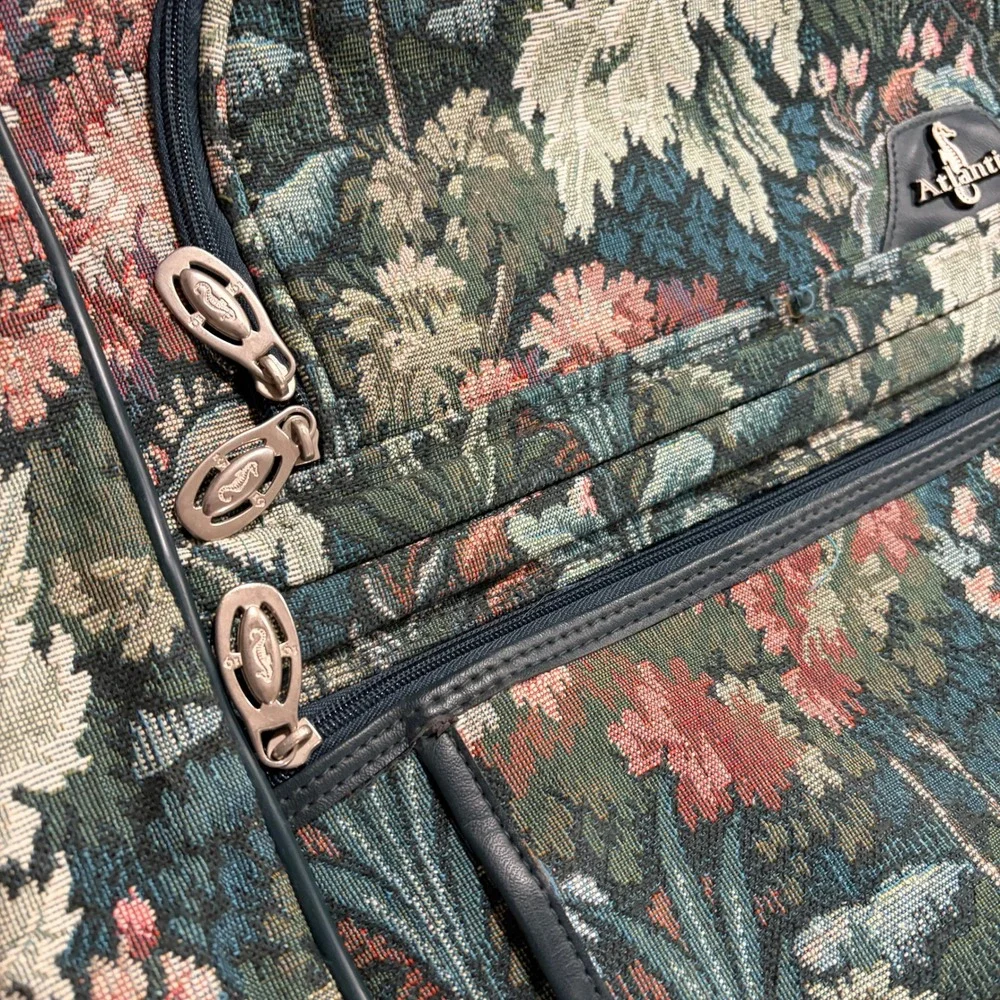 Atlantic Vintage Floral Tapestry Garment Bag Green Suit‎ Dress Luggage Complete